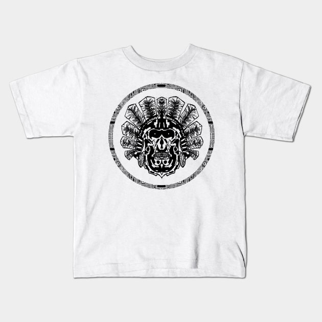 Aztec Warrior Head Circle Kids T-Shirt by ZeichenbloQ